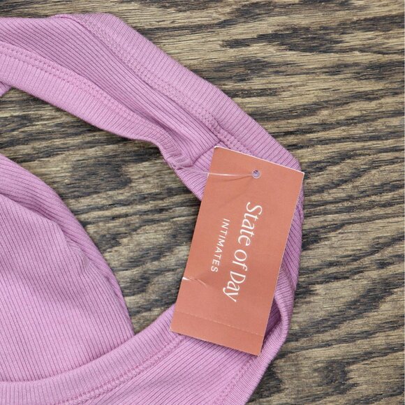 NWT State Of Day Womens Ribbed Sleep Tank Top 100180162MS Mauve Orchid Purple XS - Picture 4 of 4